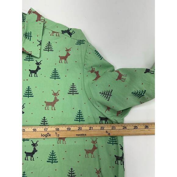 Jogal Mens Shirt Size XL Long Sleeve Button Up Green Holiday Christmas Party - Picture 7 of 11